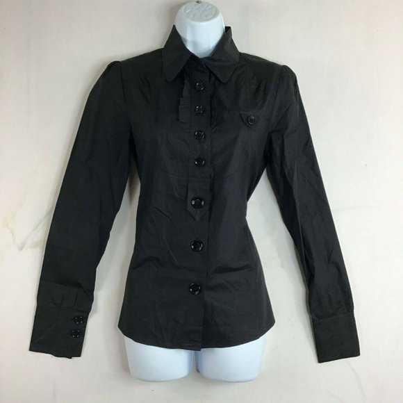 ANNARITA N Women's Black Classic Long Sleeve Button Up Casual Shirt Size 6 - Picture 1 of 11